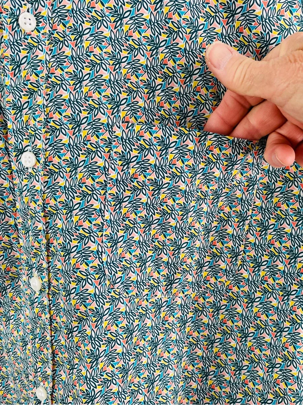 J. Crew Liberty Meridian Green Floral Short Sleeve Poplin Shirt Size L